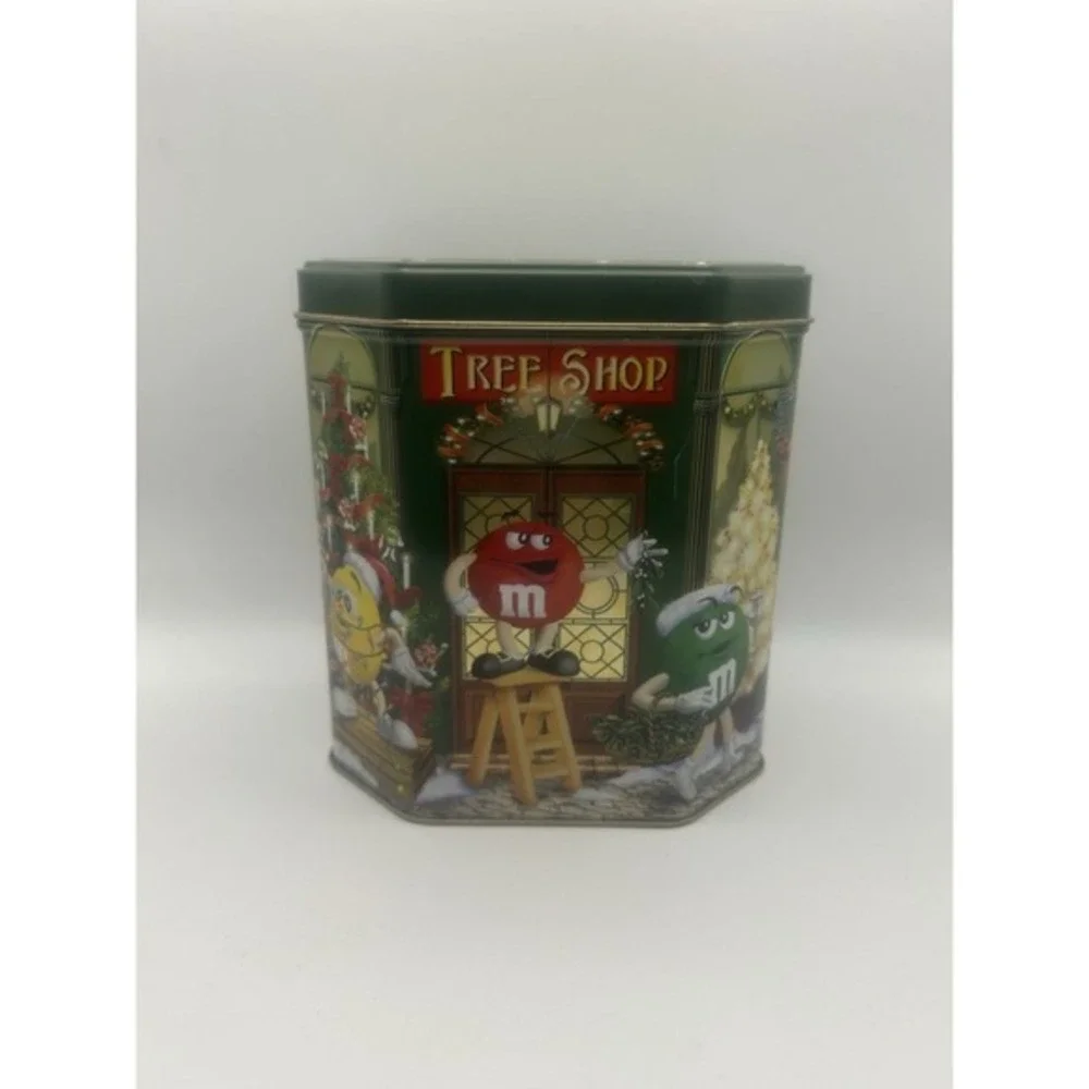 2-PC‎ M&Ms Brand Christmas Village Metal Tin Canisters Limited Edition